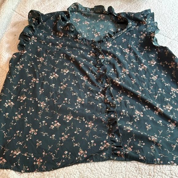 Floral Ruffle Women's Top - Green - Picture 2 of 2